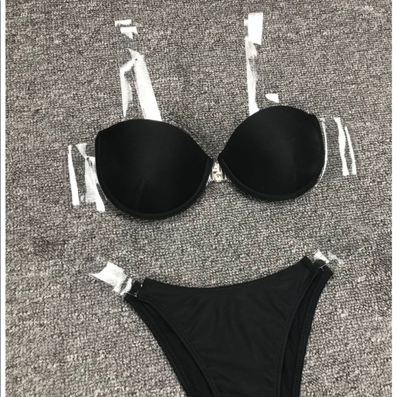 Fashion Black Transparent Shoulder Strap Swim Set - Picture 5 of 8